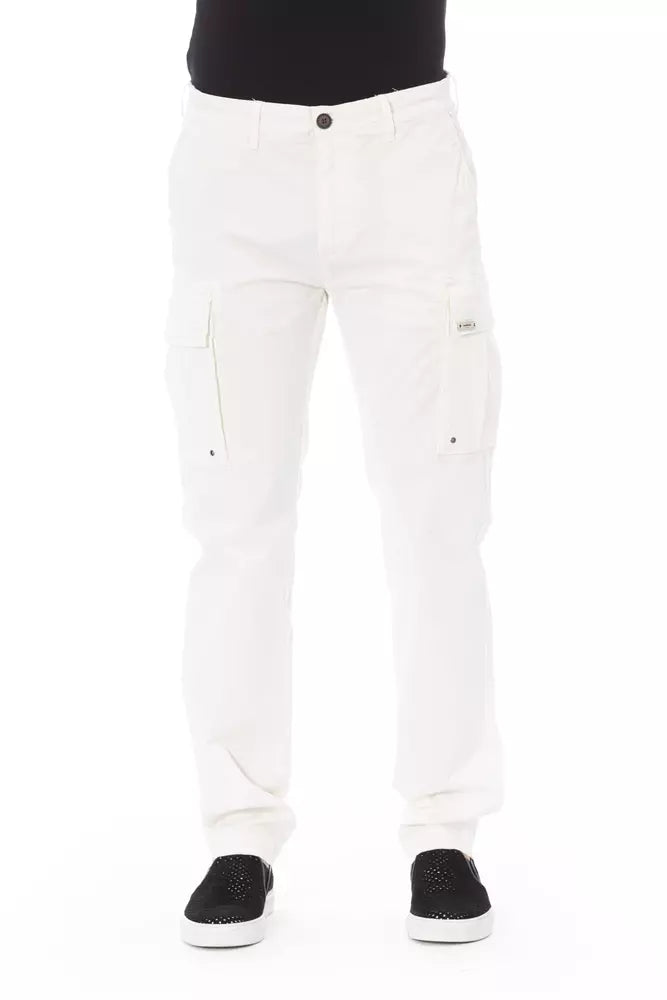 Baldinini Trend Chic White Cargo Trousers - Tailored Fit &amp; Stretch