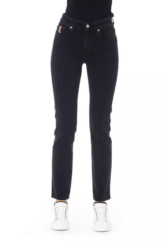 Baldinini Trendy Tricolor Accent Black Jeans