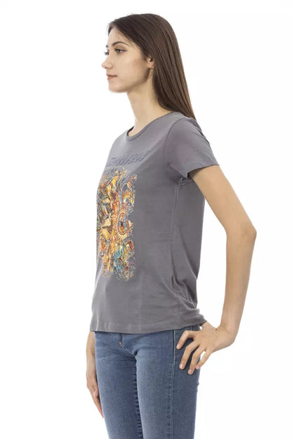 Trussardi Action Elegant Gray Short Sleeve Chic Tee