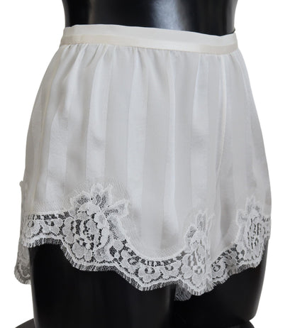 Dolce &amp; Gabbana Elegant White Lace Lingerie Shorts