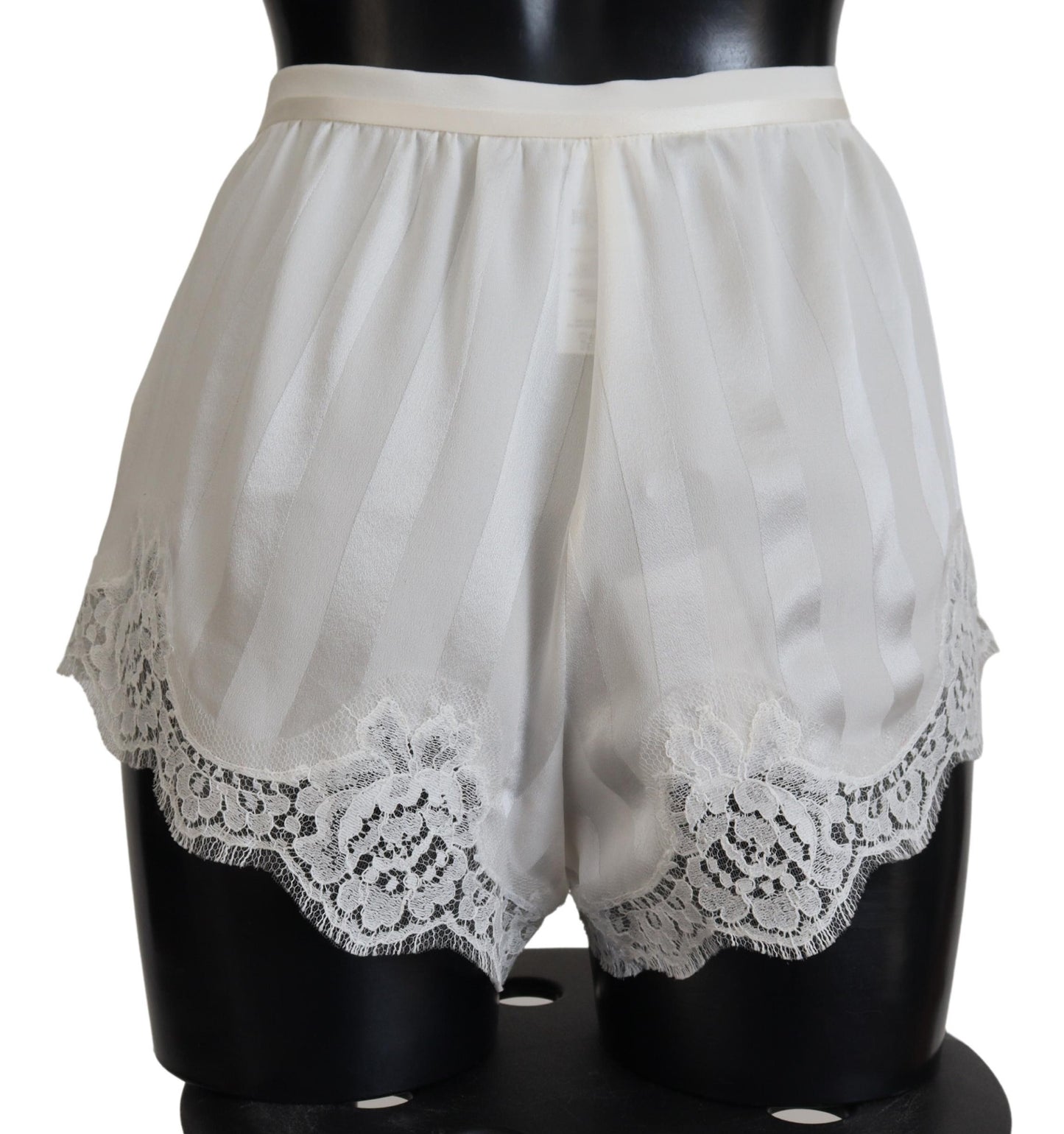 Dolce &amp; Gabbana Elegant White Lace Lingerie Shorts