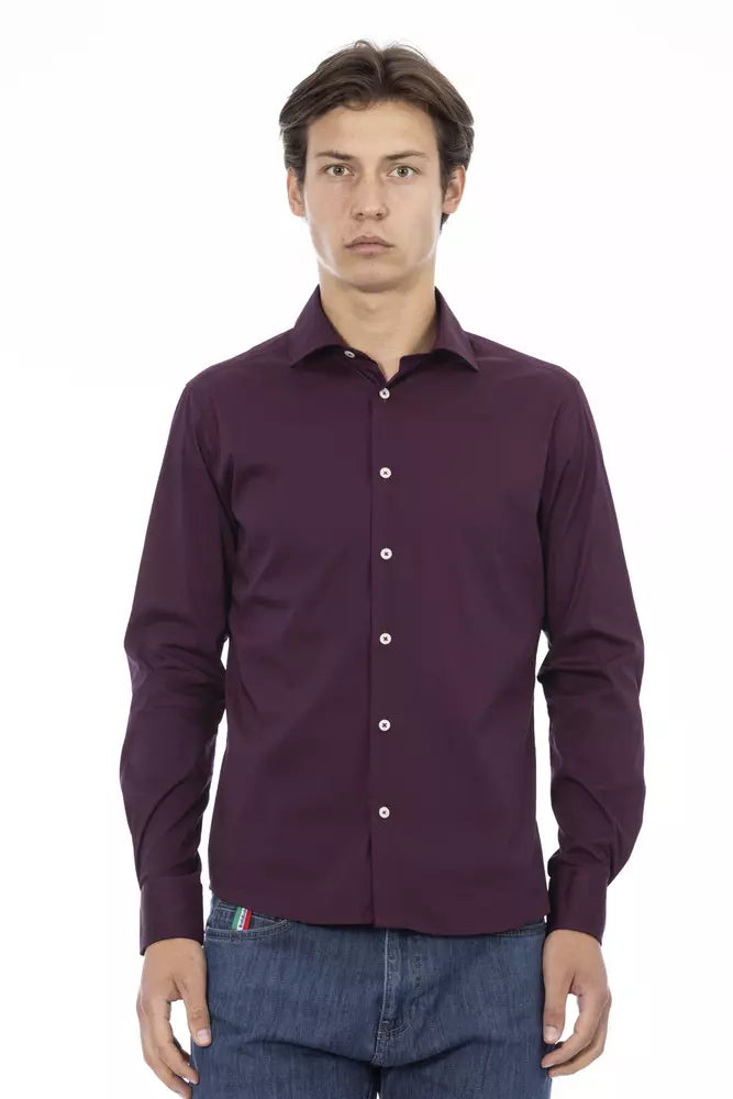 Baldinini Trend Chic Burgundy Slim Fit Men's Shirt