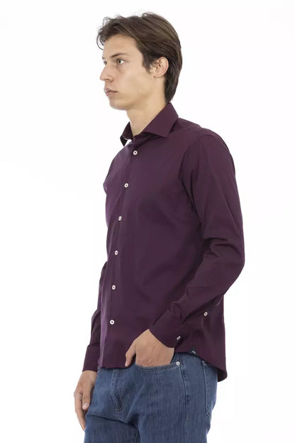 Baldinini Trend Chic Burgundy Slim Fit Men's Shirt