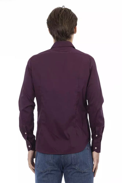 Baldinini Trend Chic Burgundy Slim Fit Men's Shirt