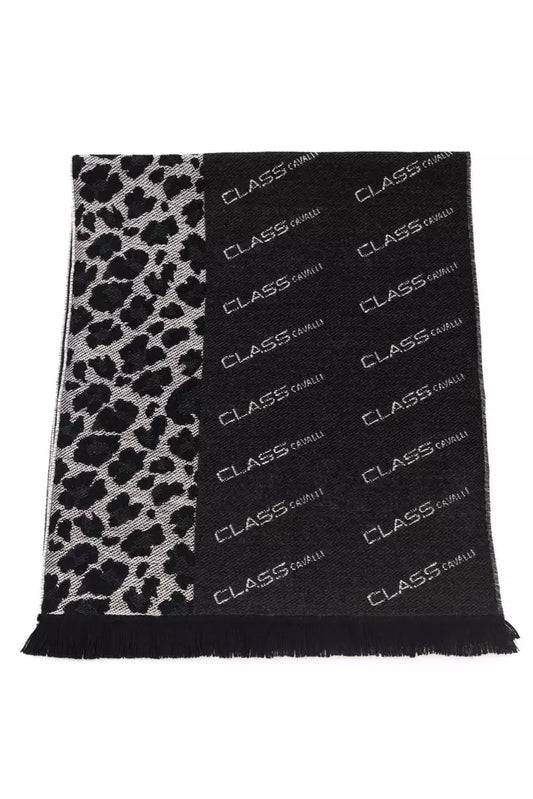 Cavalli Class Black Wool Men Scarf