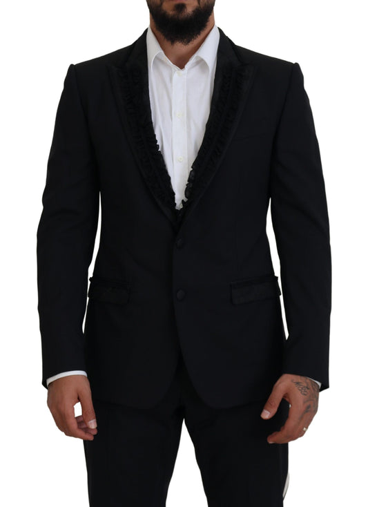 Dolce &amp; Gabbana Elegant Black Silk-Lined Evening Blazer