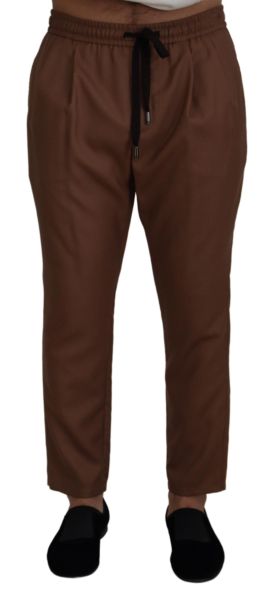 Dolce &amp; Gabbana Brown Cashmere Men Drawstring Jogger Pants