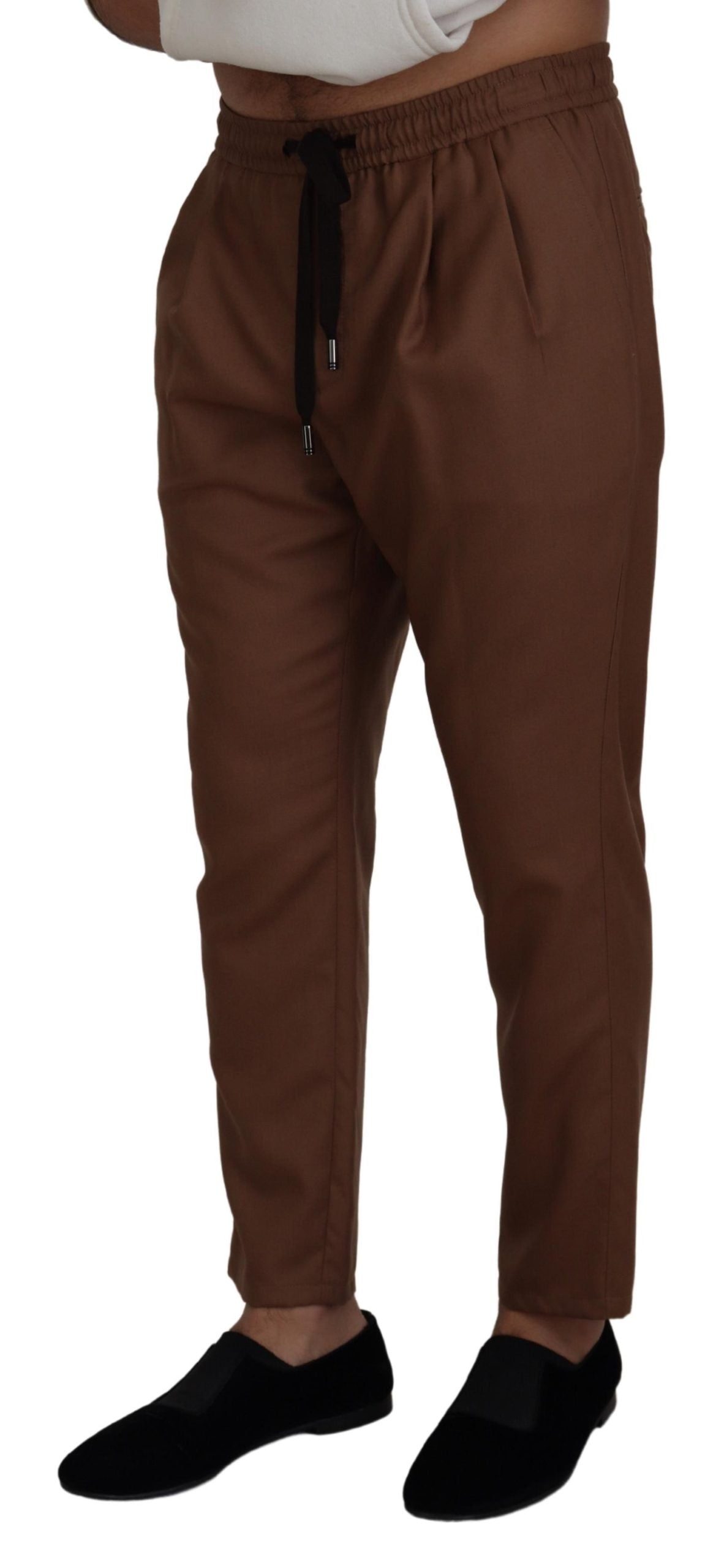 Dolce &amp; Gabbana Brown Cashmere Men Drawstring Jogger Pants