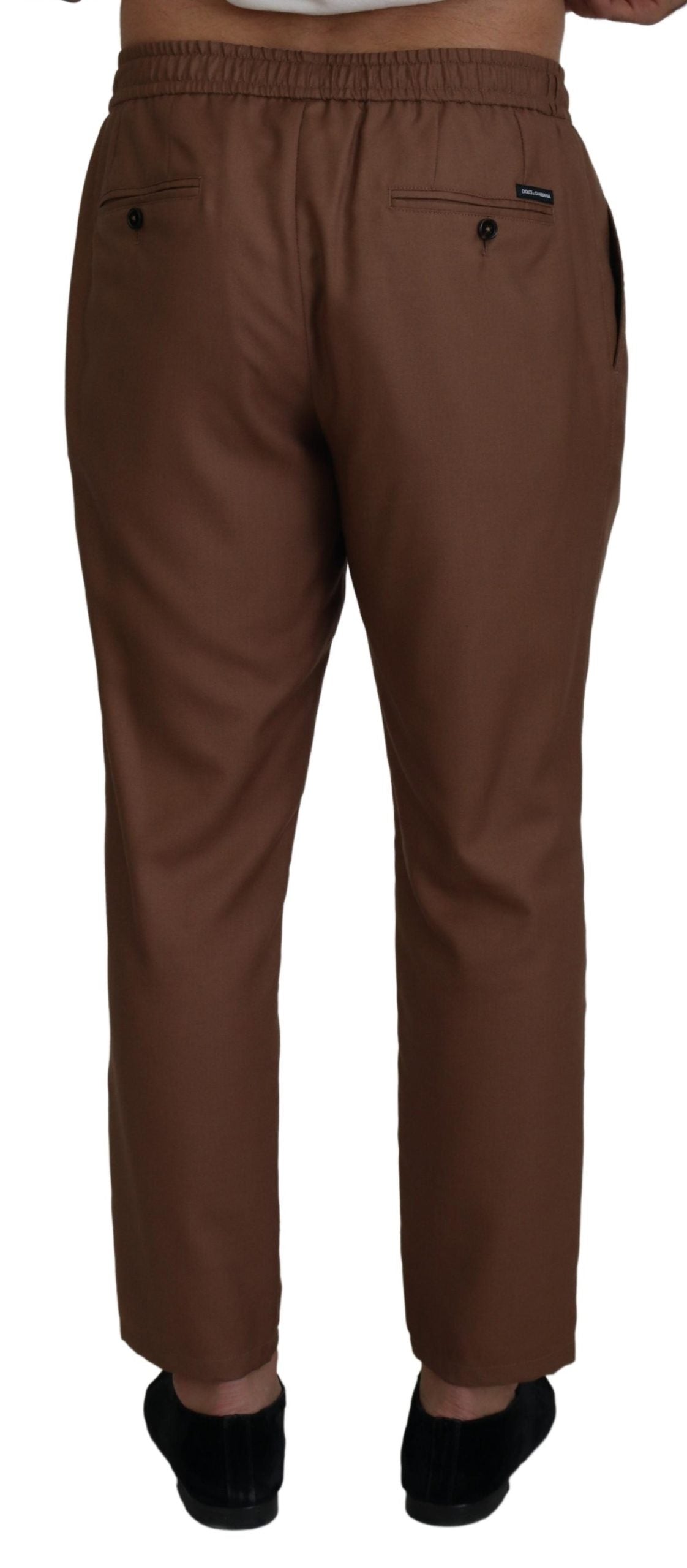 Dolce &amp; Gabbana Brown Cashmere Men Drawstring Jogger Pants