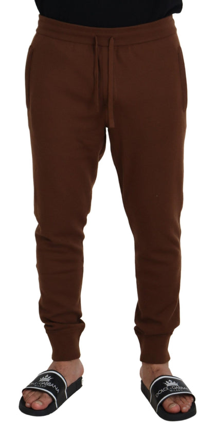 Dolce &amp; Gabbana Brown Cashmere Men Drawstring Jogger Pants