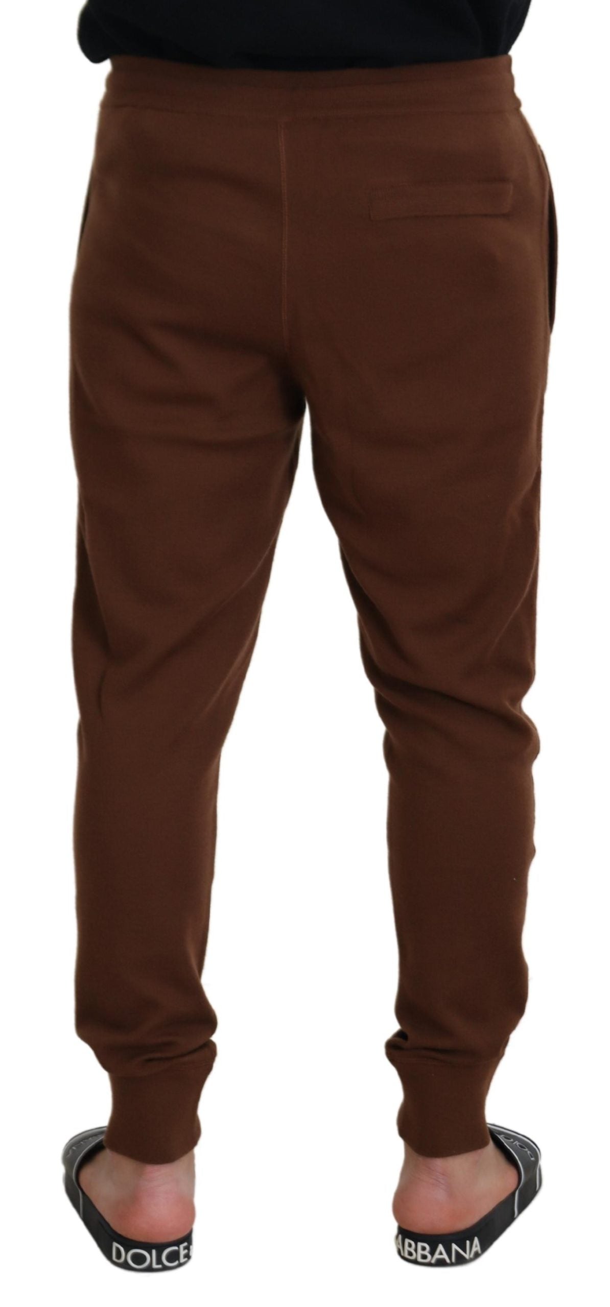 Dolce &amp; Gabbana Brown Cashmere Men Drawstring Jogger Pants