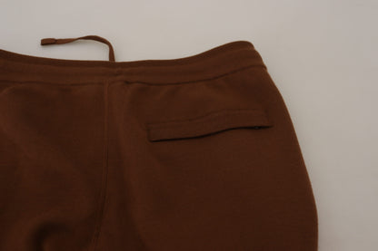 Dolce &amp; Gabbana Brown Cashmere Men Drawstring Jogger Pants