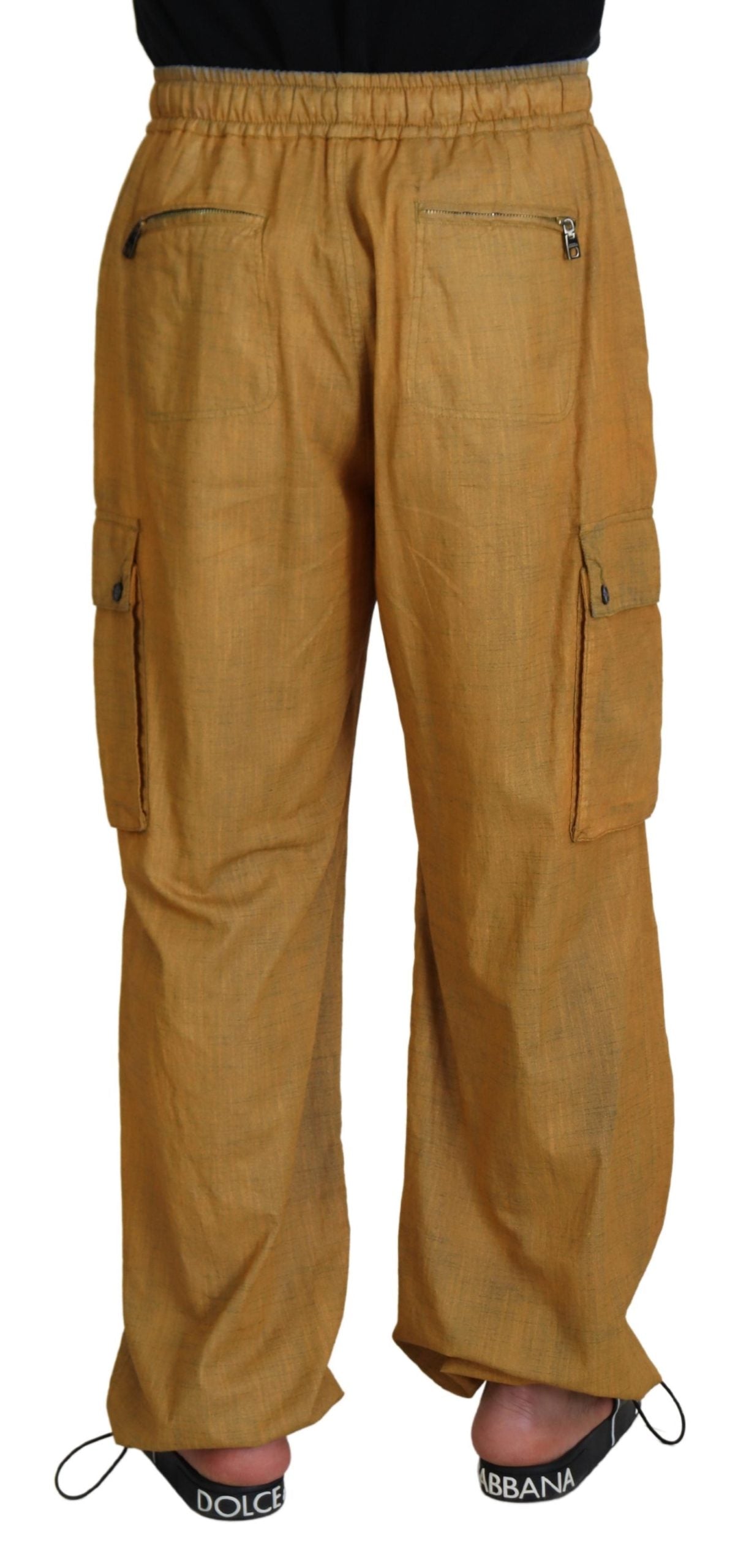 Dolce &amp; Gabbana Brown Linen Drawstring Cargo Pants