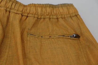 Dolce &amp; Gabbana Brown Linen Drawstring Cargo Pants