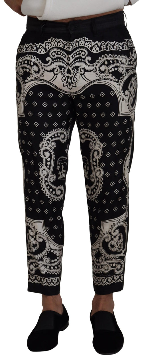 Dolce &amp; Gabbana Black Silk Bandana Print Pants