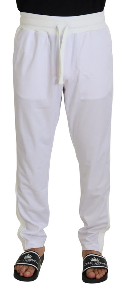 Dolce &amp; Gabbana White Polyester Crown Logo Jogger Pants