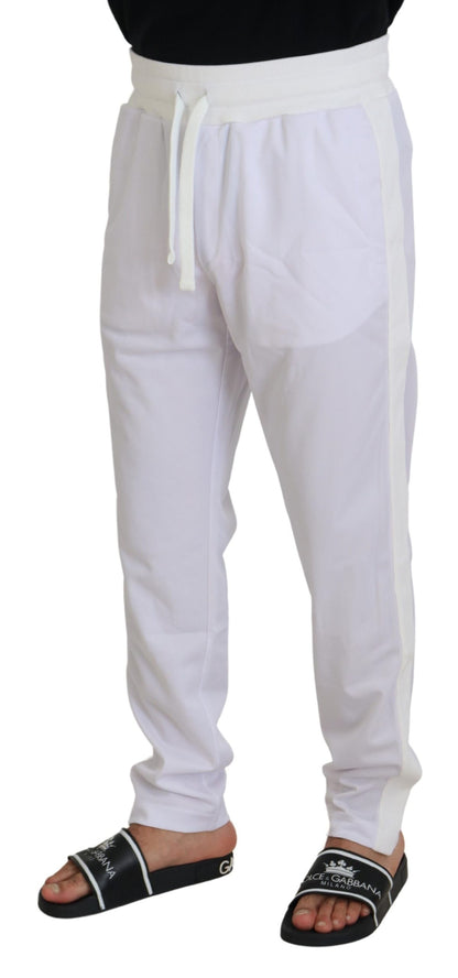 Dolce &amp; Gabbana White Polyester Crown Logo Jogger Pants