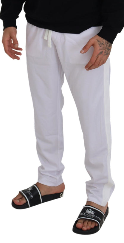 Dolce &amp; Gabbana White Polyester Crown Logo Jogger Pants