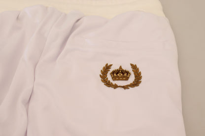 Dolce &amp; Gabbana White Polyester Crown Logo Jogger Pants