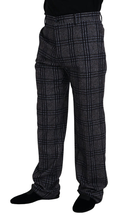 Dolce &amp; Gabbana Gray Checkered Mid Waist Men Pants