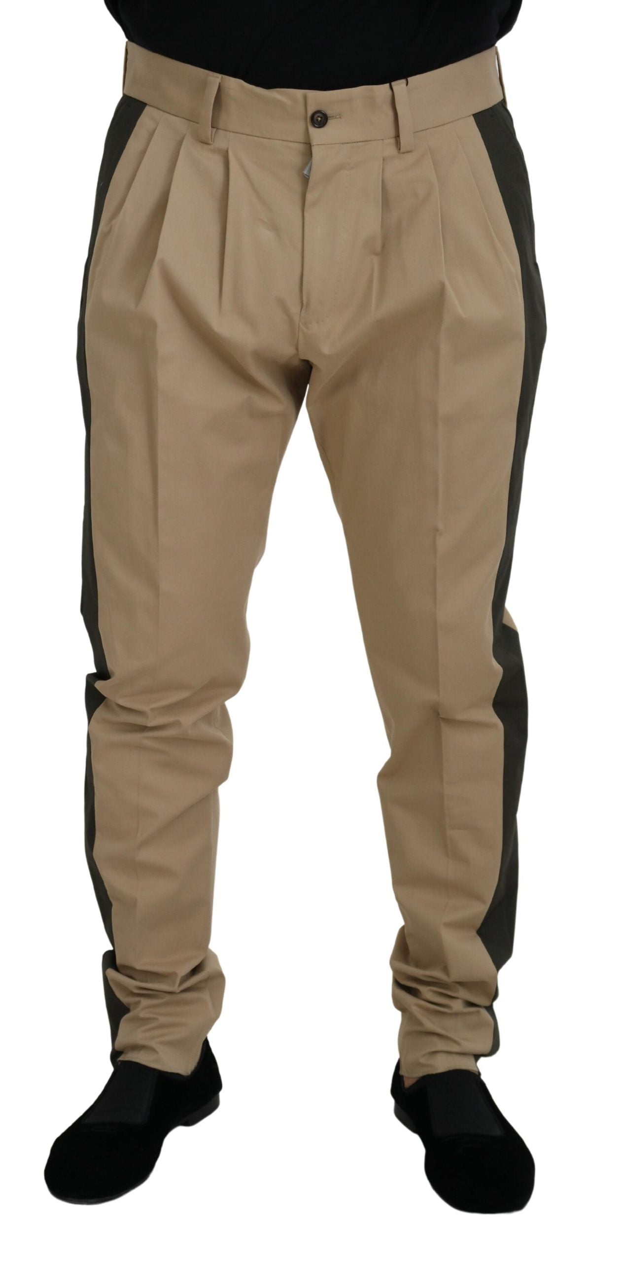 Dolce &amp; Gabbana Brown Black Cotton Chino Men Pants