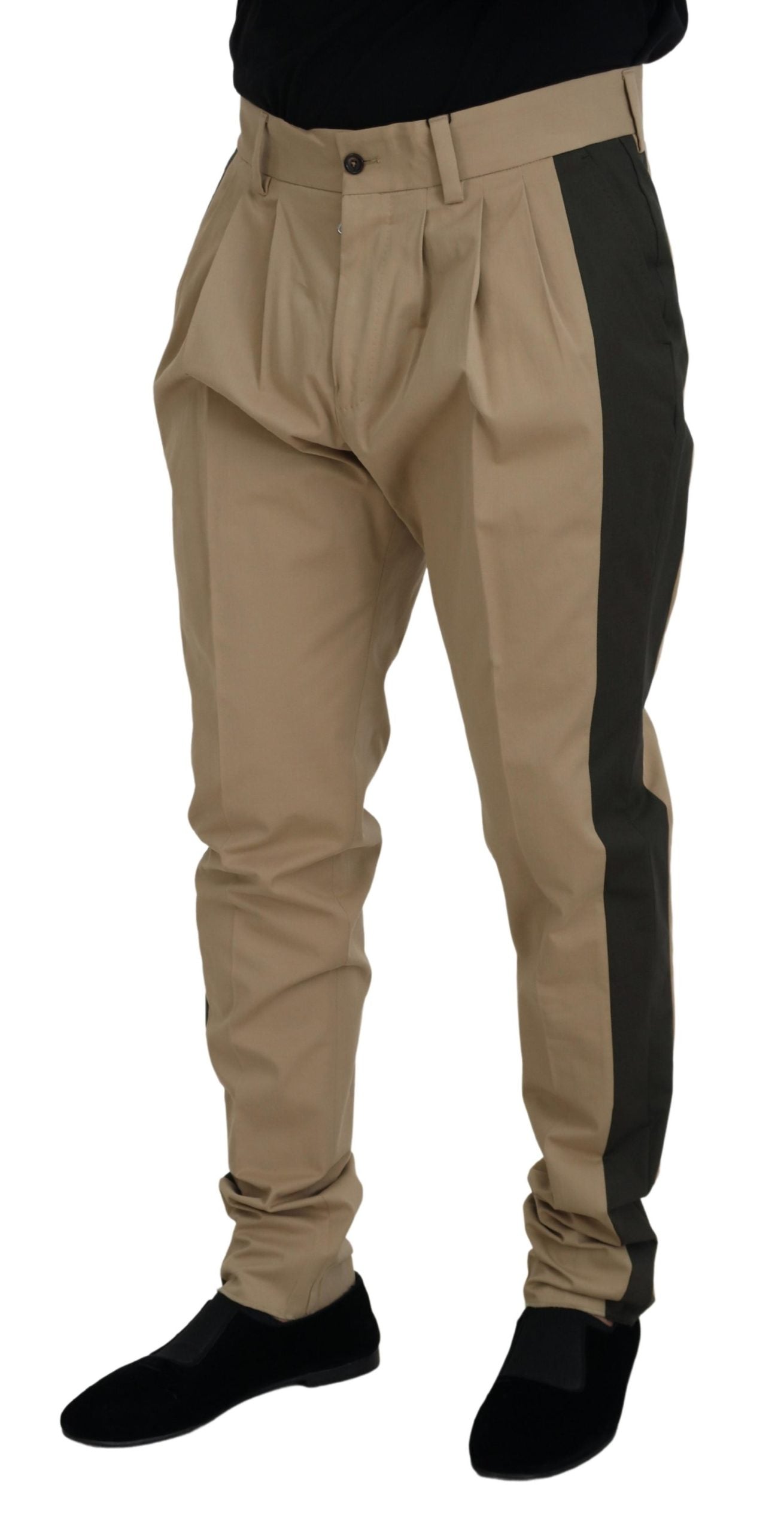 Dolce &amp; Gabbana Brown Black Cotton Chino Men Pants