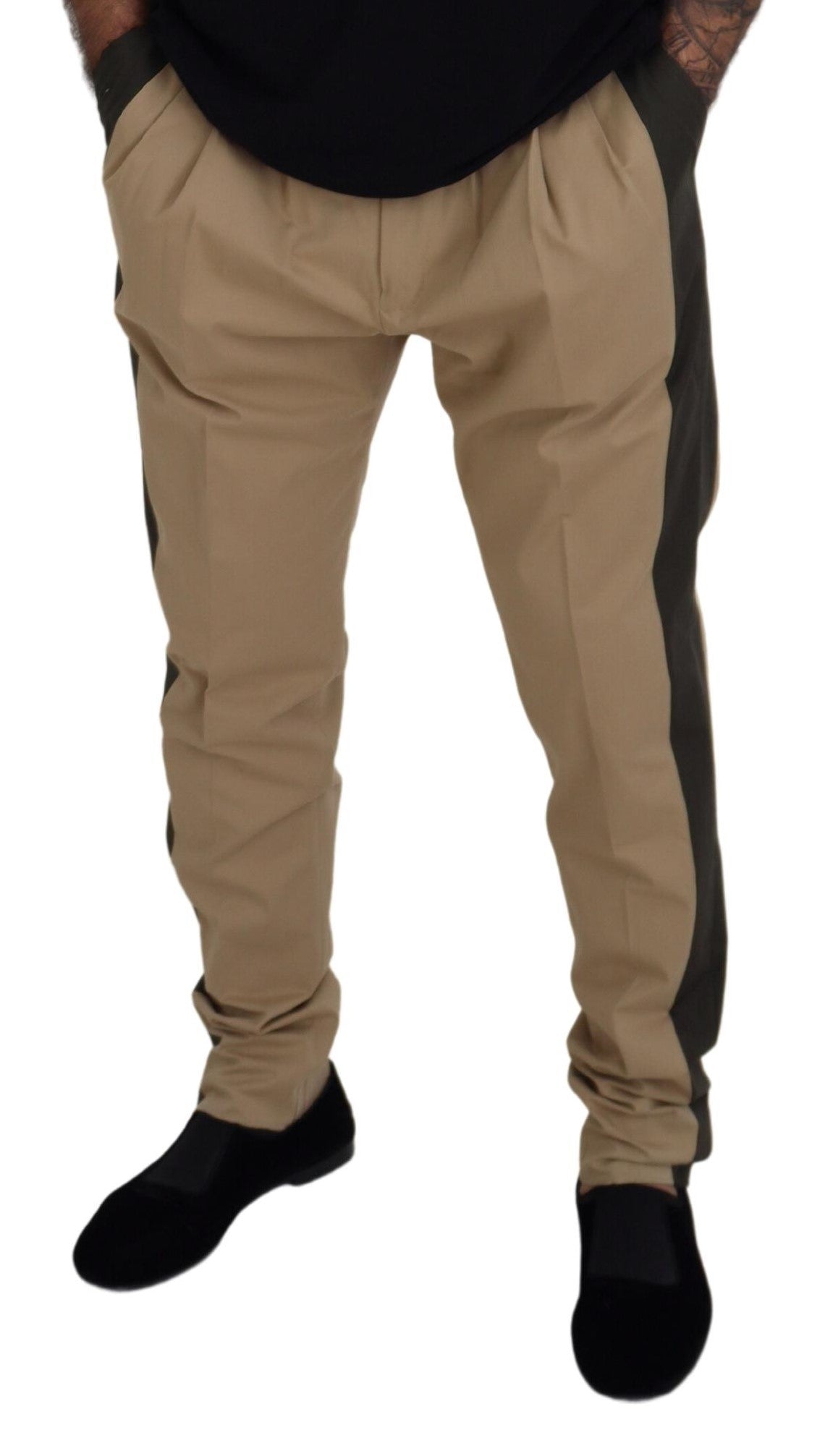 Dolce &amp; Gabbana Brown Black Cotton Chino Men Pants