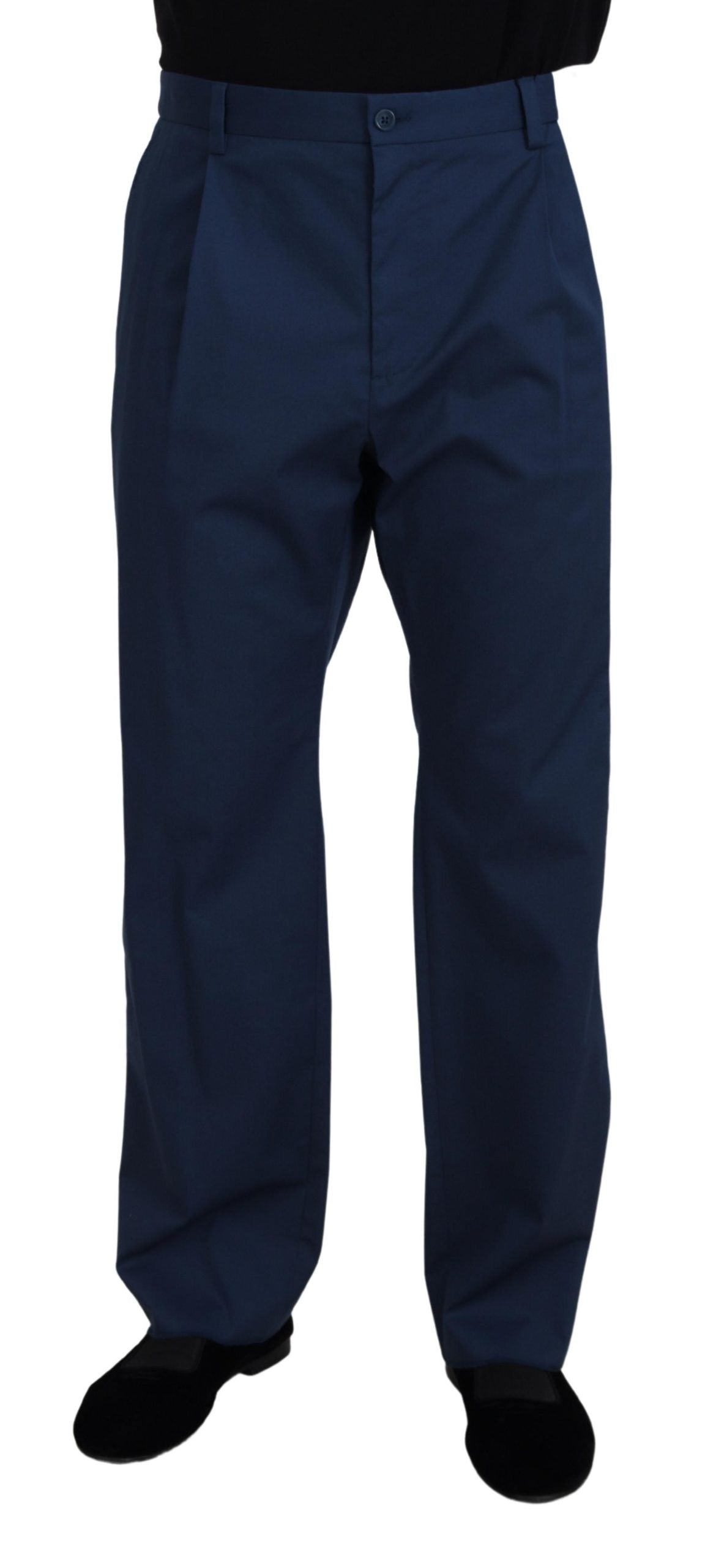 Dolce &amp; Gabbana Blue Cotton Straight Fit Pants