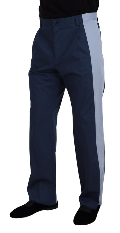 Dolce &amp; Gabbana Blue Cotton Straight Fit Pants