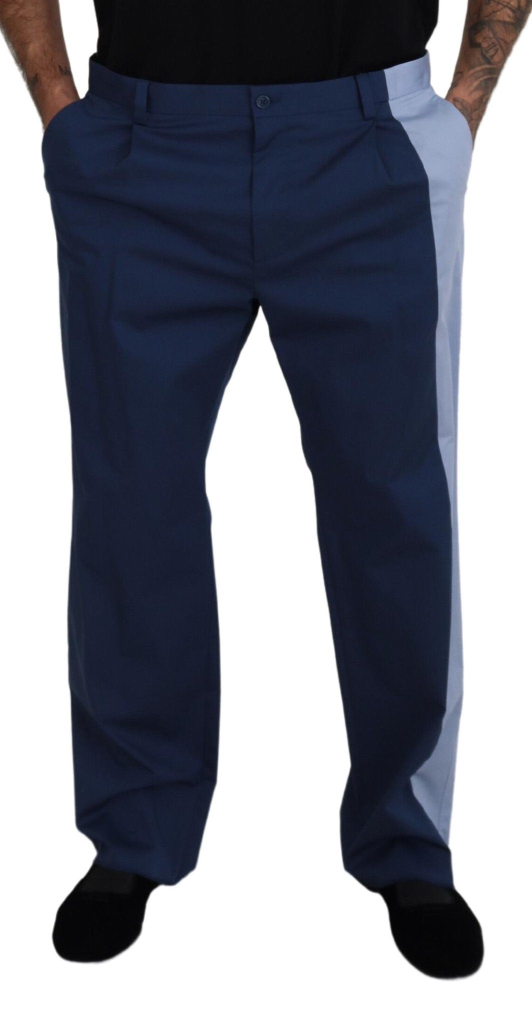 Dolce &amp; Gabbana Blue Cotton Straight Fit Pants