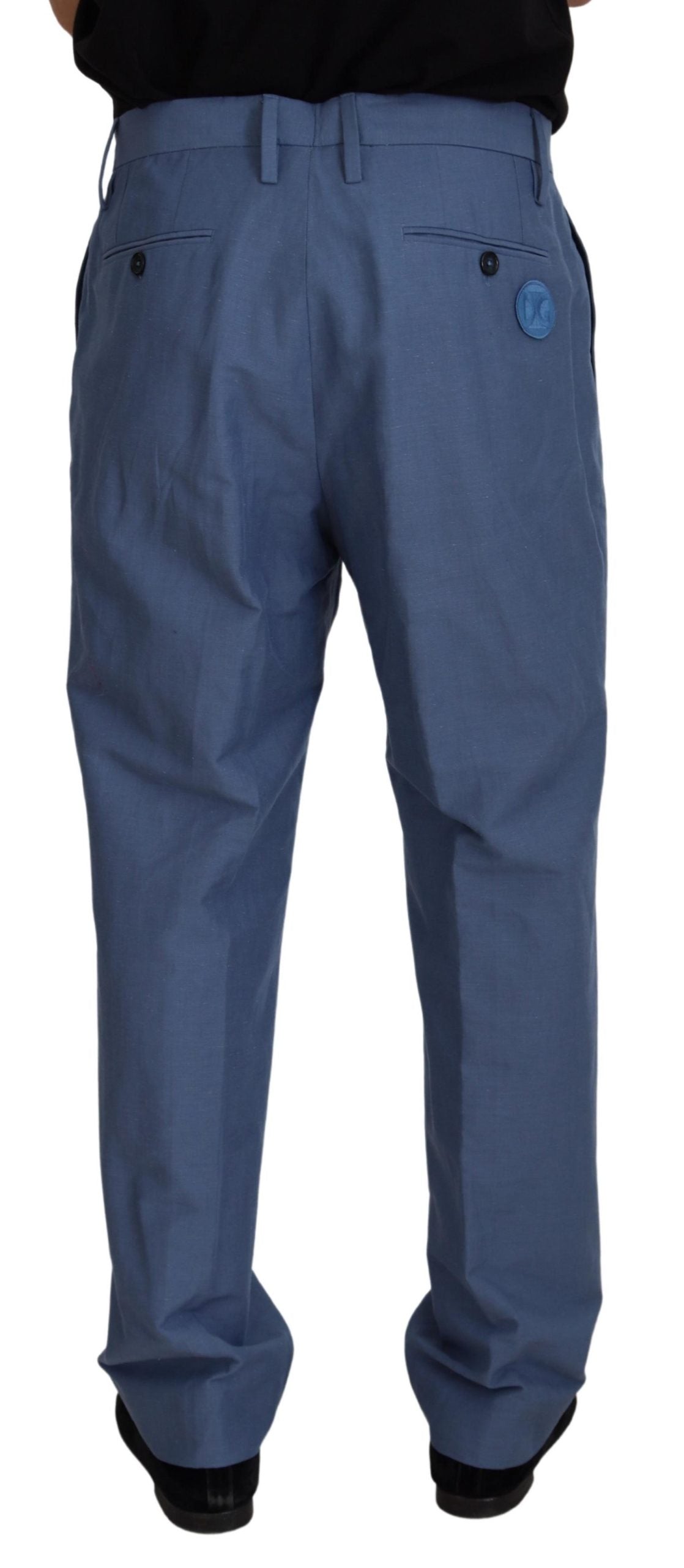 Dolce &amp; Gabbana Blue Linen Chino Men Formal Pants