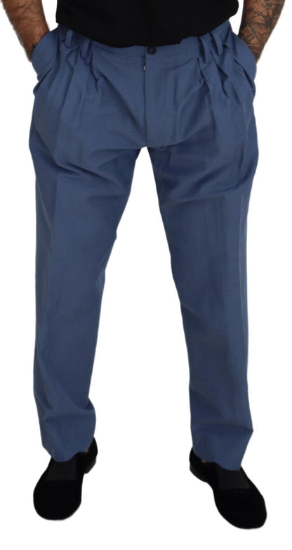 Dolce &amp; Gabbana Blue Linen Chino Men Formal Pants