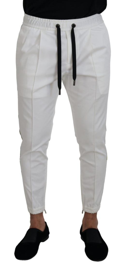 Dolce &amp; Gabbana White Cotton DG Logo Jogger Pants