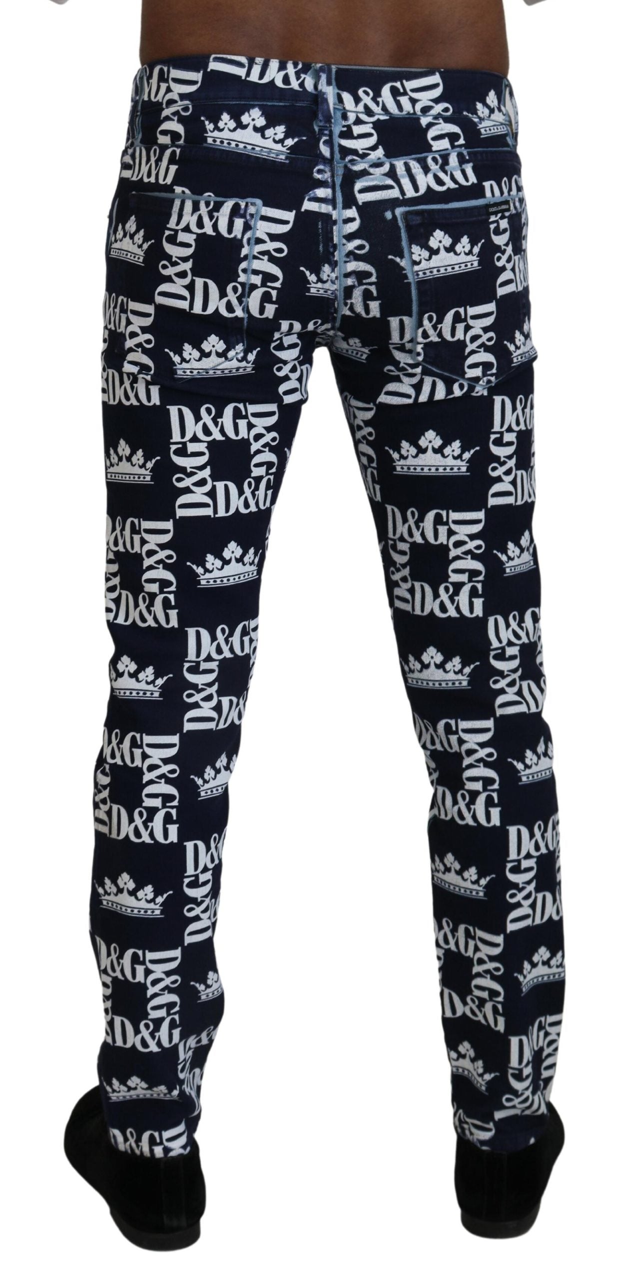 Dolce &amp; Gabbana Blue Cotton DG Crown Skinny Denim Jeans