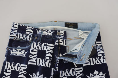 Dolce &amp; Gabbana Blue Cotton DG Crown Skinny Denim Jeans