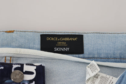 Dolce &amp; Gabbana Blue Cotton DG Crown Skinny Denim Jeans