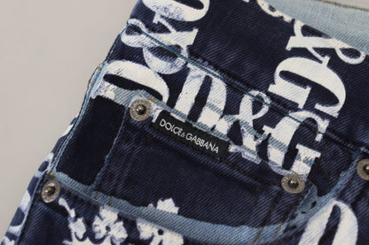 Dolce &amp; Gabbana Blue Cotton DG Crown Skinny Denim Jeans