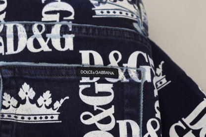 Dolce &amp; Gabbana Blue Cotton DG Crown Skinny Denim Jeans