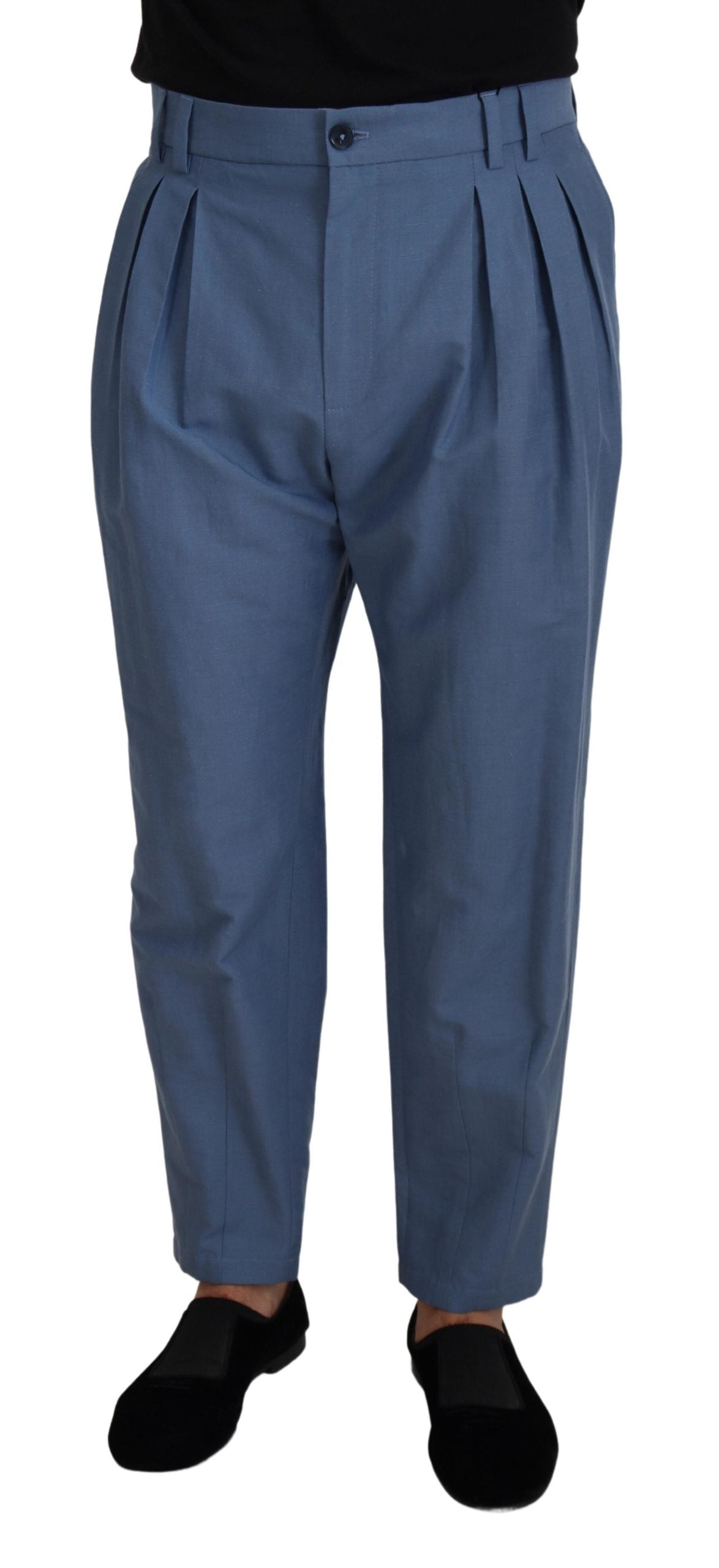 Dolce &amp; Gabbana Blue Linen Chino Formal Pants