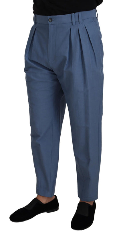 Dolce &amp; Gabbana Blue Linen Chino Formal Pants