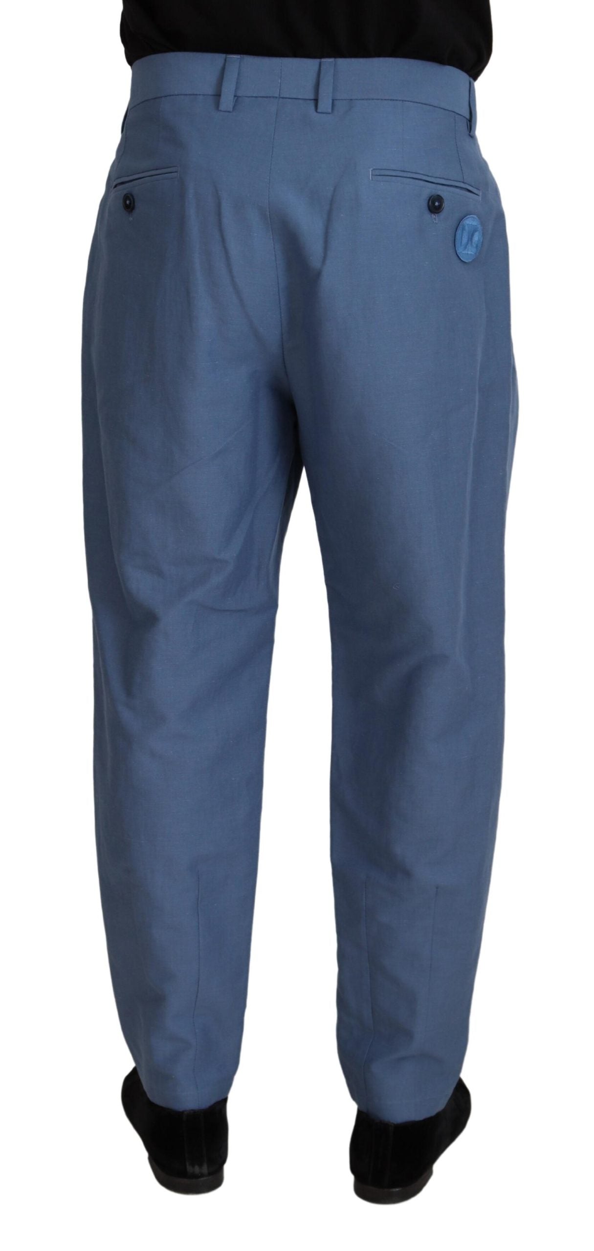 Dolce &amp; Gabbana Blue Linen Chino Formal Pants