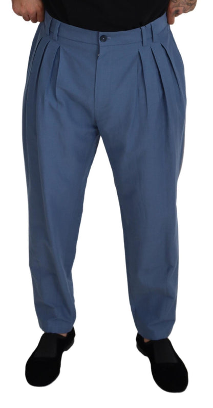 Dolce &amp; Gabbana Blue Linen Chino Formal Pants