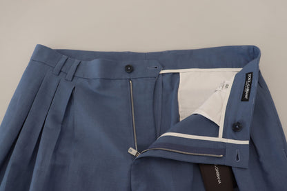 Dolce &amp; Gabbana Blue Linen Chino Formal Pants