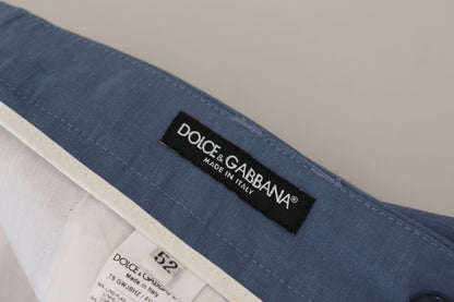 Dolce &amp; Gabbana Blue Linen Chino Formal Pants