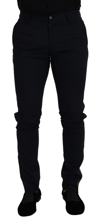 Dolce &amp; Gabbana Black Wool Slim Formal Pants