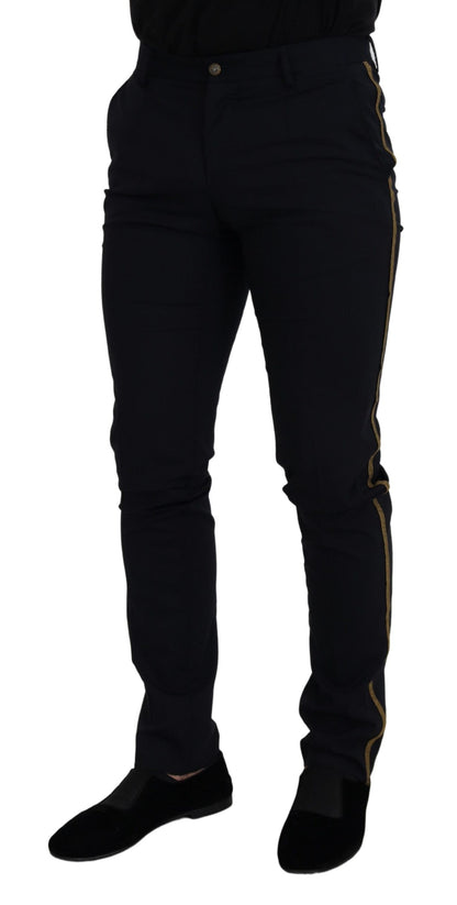 Dolce &amp; Gabbana Black Wool Slim Formal Pants