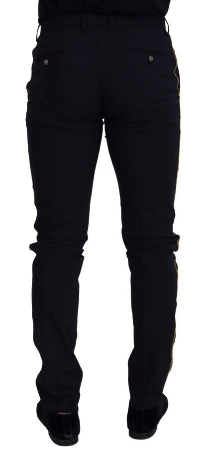 Dolce &amp; Gabbana Black Wool Slim Formal Pants