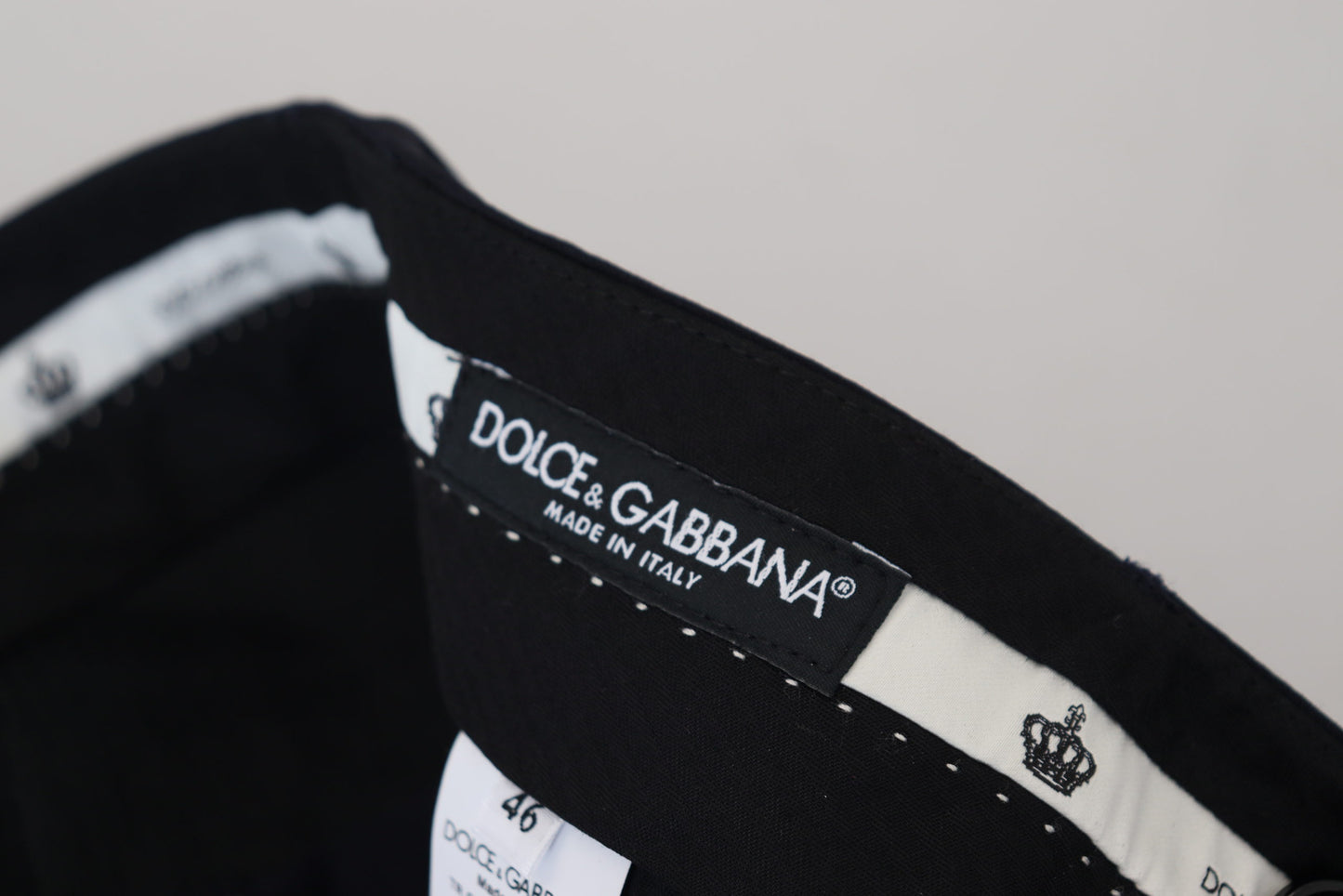 Dolce &amp; Gabbana Black Wool Slim Formal Pants