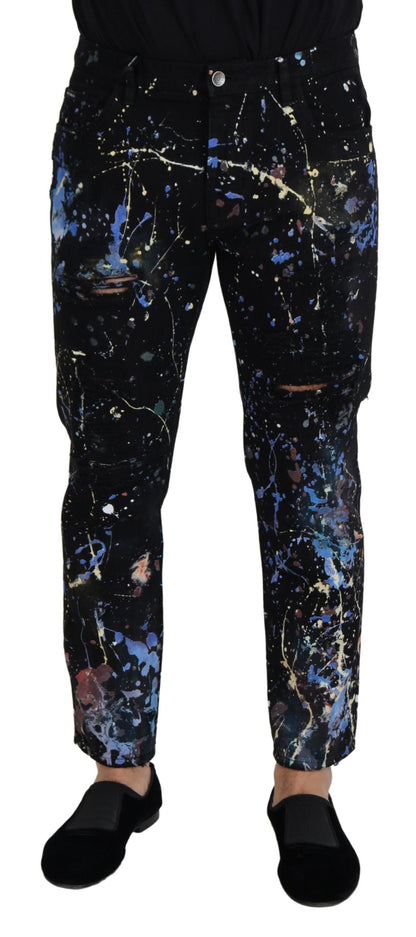 Dolce &amp; Gabbana Exquisite Color Splash Print Denim Pants