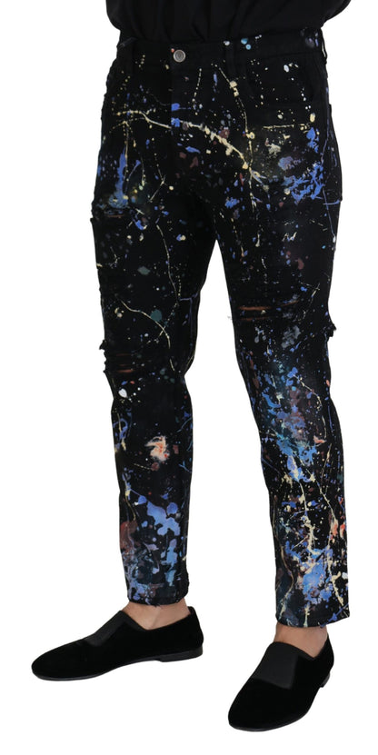 Dolce &amp; Gabbana Exquisite Color Splash Print Denim Pants